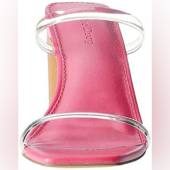 The Drop Women's Avery Square Toe Two Strap HighHeeled Sandal Pink/Clear Size 9 - Picture 2 of 4